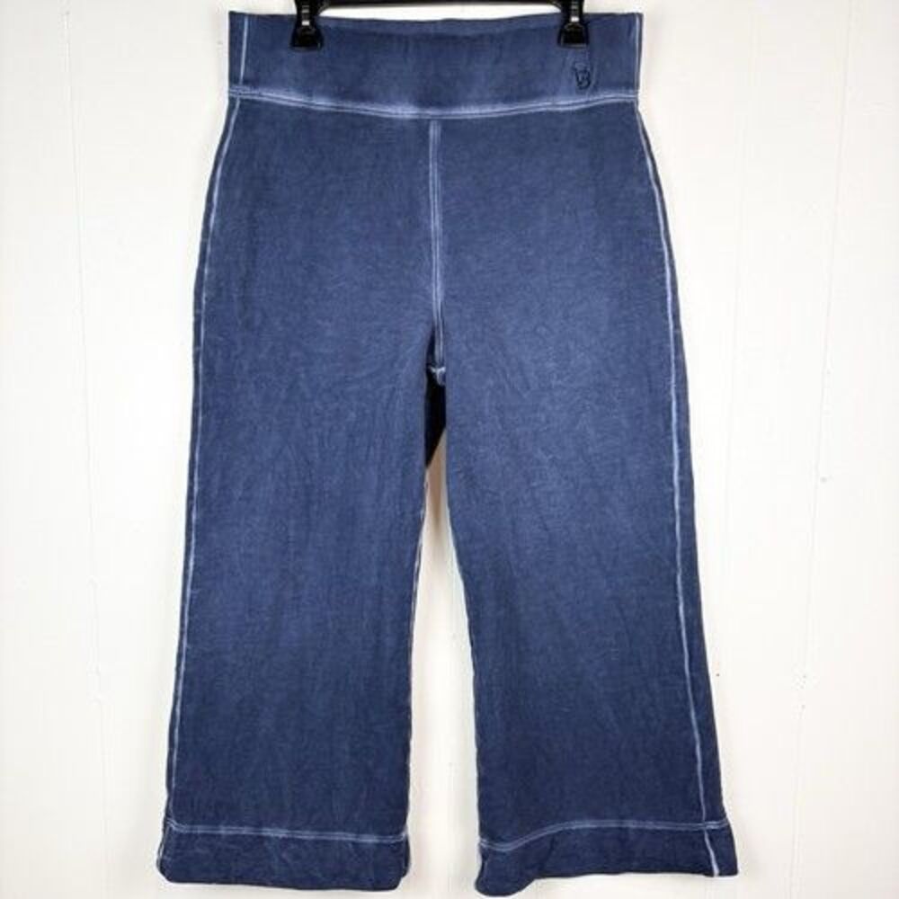 Veronica Beard Pants Hartley Cropped Wide Leg Cotton Blue Size Large